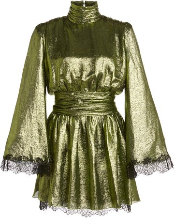 Dundas Lace-Trimmed Lame Mini Dress