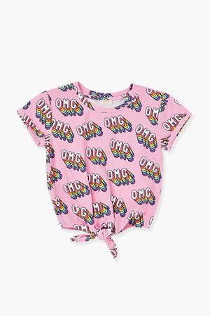 Girls Floral Print Knotted Tee (Kids)