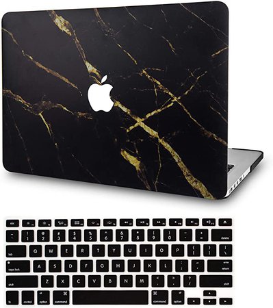 Amazon.com: LuvCase 2 in 1 Laptop Case for MacBook Air 13 Inch (2018-2020) (Touch ID) A1932 Retina Display Rubberized Plastic Hard Shell Cover & Keyboard Cover (Black Gold Marble): Computers & Accessories