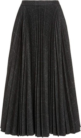 Michael Kors Collection Pleated Stretch Flannel Flared Skirt