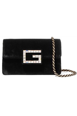 Gucci | Broadway crystal-embellished velvet shoulder bag | NET-A-PORTER.COM