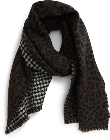 Reversible Leopard & Houndstooth Scarf