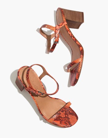 The Hollie Ankle-Strap Sandal in Snake Embossed Leather