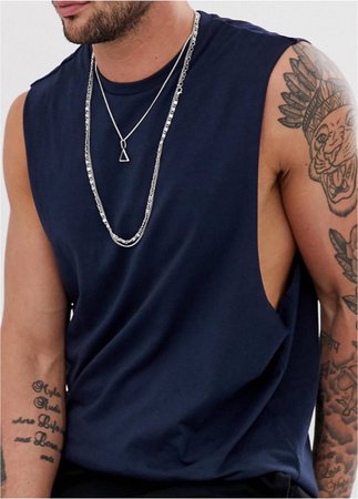 ASOS Men’s Relaxed Sleeveless T-Shirt With Dropped Armhole in Navy