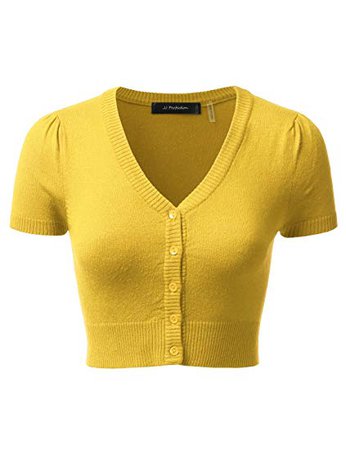 cropped short sleeves yellow cardigan
