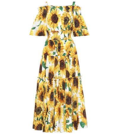 Dolce & Gabbana - Sunflower-print cotton midi dress | Mytheresa