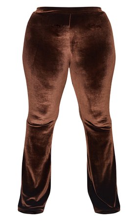 Plus Chocolate Velvet Wide Leg Trousers | PrettyLittleThing USA