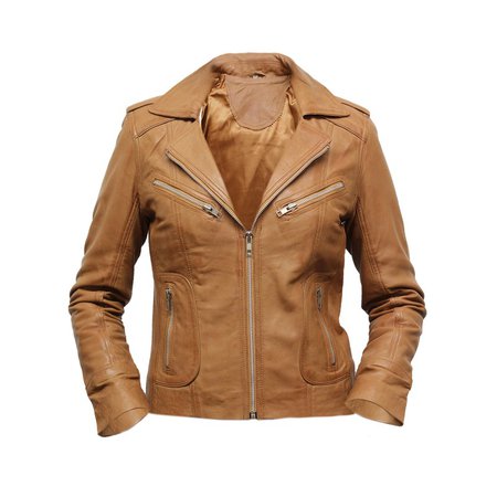 leather jacket orange brown women
