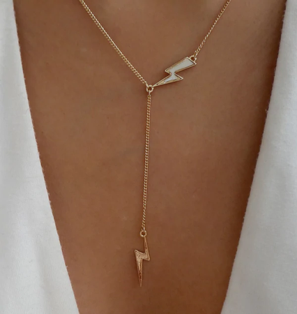 Gold lightning bolt “Y” Necklace