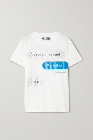 White Printed cotton-jersey T-shirt | Moschino | NET-A-PORTER