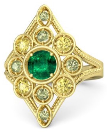 green and yellow gold diamond ring