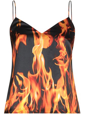 Shop VETEMENTS fire-print camisole top with Express Delivery - FARFETCH
