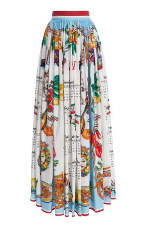 Printed Cotton-Poplin Maxi Skirt By Dolce & Gabbana | Moda Operandi
