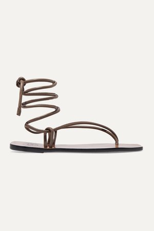 Brown Alezio leather sandals | ATP Atelier | NET-A-PORTER