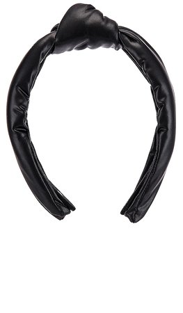 Lele Sadoughi Faux Leather Knotted Headband in Matte Black | REVOLVE