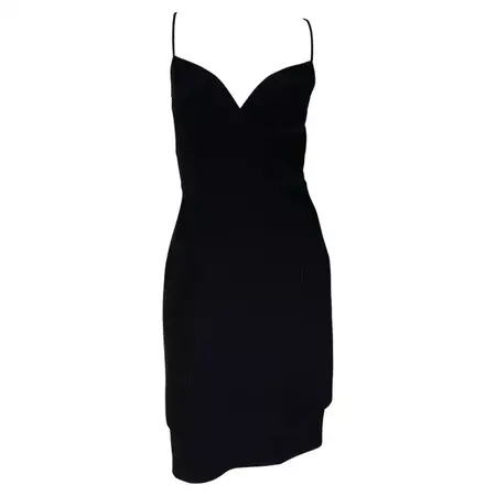 1990s Thierry Mugler Tiered Bodycon Little Black Dress For Sale at 1stDibs
