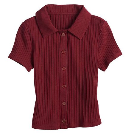 Juniors' SO® Button-Front Crop Polo Shirt
