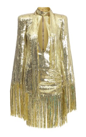 Fringed Sequined Mini Dress by Balmain | Moda Operandi