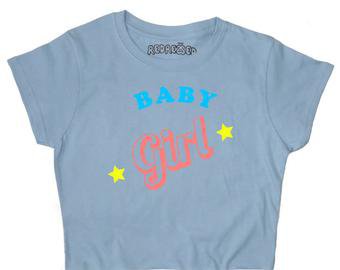 Baby Girl Stars Crop top 90s Grunge Kawaii Pastel | Etsy