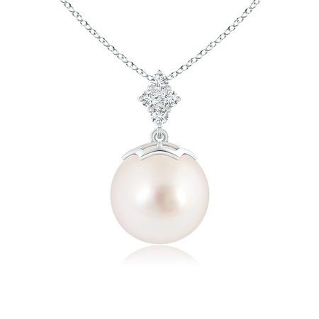 South Sea Pearl Pendant Necklace with Diamond Cluster