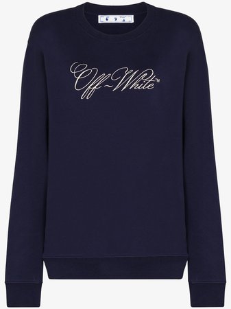 Off-White logo-embroidered Cotton Sweatshirt - Farfetch