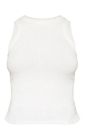 White Brushed Rib Racer Neck Sleeveless Vest | PrettyLittleThing USA