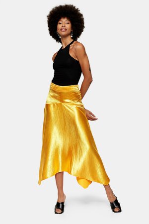 Metallic Satin Asymmetric Skirt