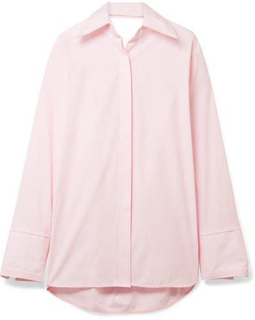 Oversized Cutout Cotton-poplin Shirt - Pastel pink