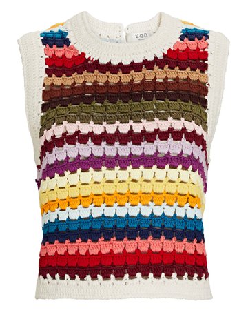 Sea Ziggy Crewneck Crochet Sweater Vest | INTERMIX®