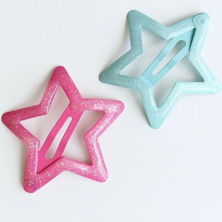 pink and blue star hairclips
