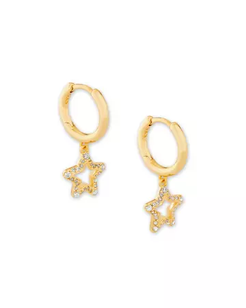 Jae Star Gold Huggie Earrings in White Crystal | Kendra Scott