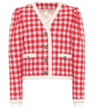 Miu Miu Checked Wool-Blend Tweed Jacket