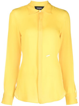 Shop yellow Dsquared2 logo-detail buttoned blouse with Express Delivery - Farfetch