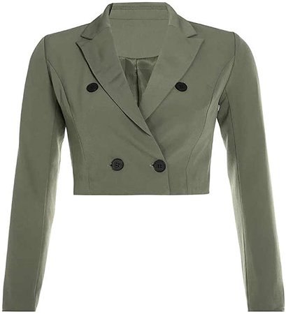 Cropped Blazer and Skirt Set Double Breasted High Street Skirt Suit Office Skirt Suit at Amazon Women’s Clothing store