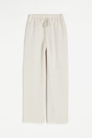 Linen-blend Pull-on Pants - Light beige - Ladies | H&M US