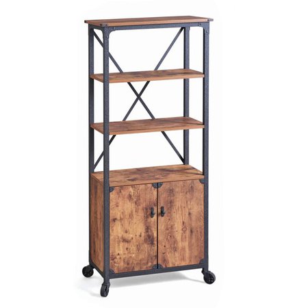 Better Homes & Gardens Rustic Country Library 2 Shelf Bookcase with Doors, Weathered Pine Finish - Walmart.com - Walmart.com