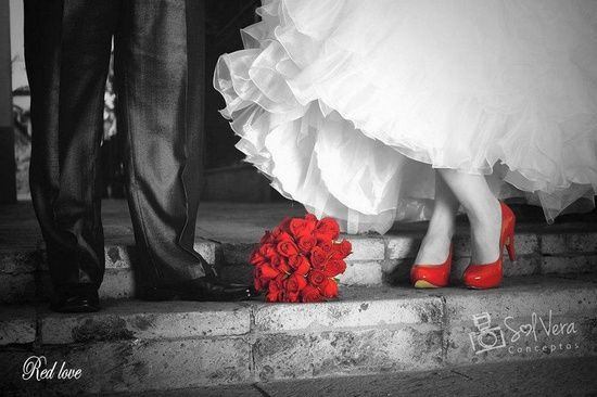 Black & White Red Shoes Flowers