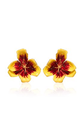 Broken Tulip Enameled Earrings By Oscar De La Renta | Moda Operandi