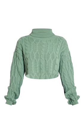 Sage Green Open Back Cable Knit Jumper