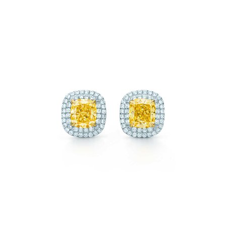 Tiffany Soleste earrings in platinum and 18k gold with yellow diamonds. | Tiffany & Co.