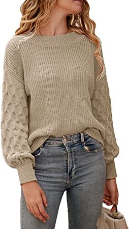 PRETTYGARDEN Women's 2022 Winter Pullover Sweater Casual Long Sleeve Crewneck Loose Chunky Knit Jumper Tops Blouse at Amazon Women’s Clothing store