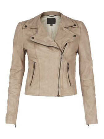 beige leather jacket