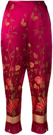 Pre-Owned floral print cropped trousers
