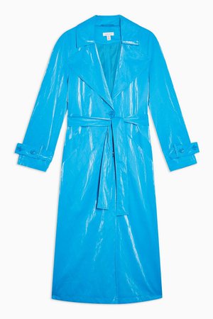Bright Blue PU Trench | Topshop