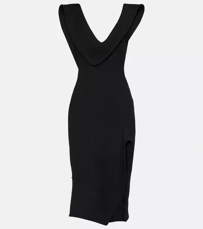 Structured Cotton Blend Midi Dress in Black - Bottega Veneta | Mytheresa