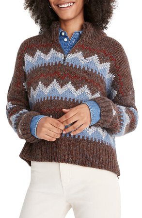 Madewell Stowe Fair Isle Half Zip Sweater | Nordstrom