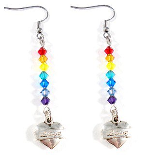 PRIDE - Swarovski Crystal 'RAINBOW' LOVE Dangle Earrings