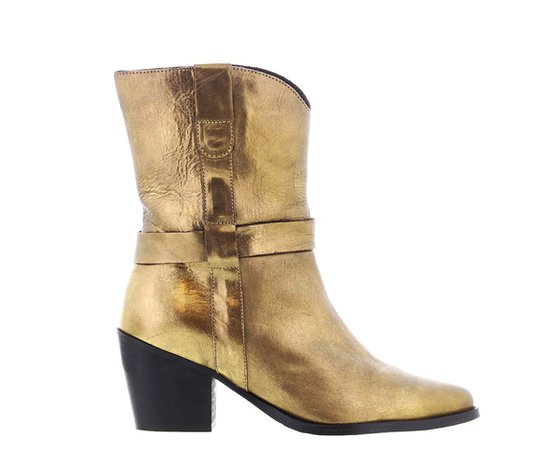 Ella square 11-c old gold boot - black heel – Tango Shoes