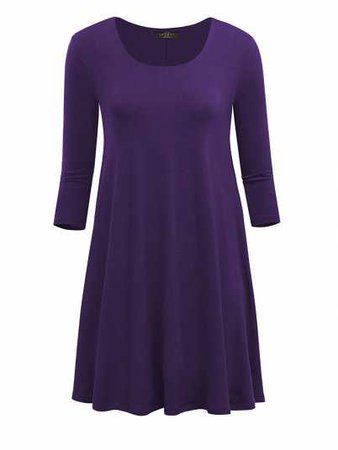 Purple Round Long Neck Dress