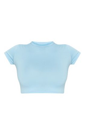 Basic Baby Blue Short Sleeve Crop T Shirt | PrettyLittleThing